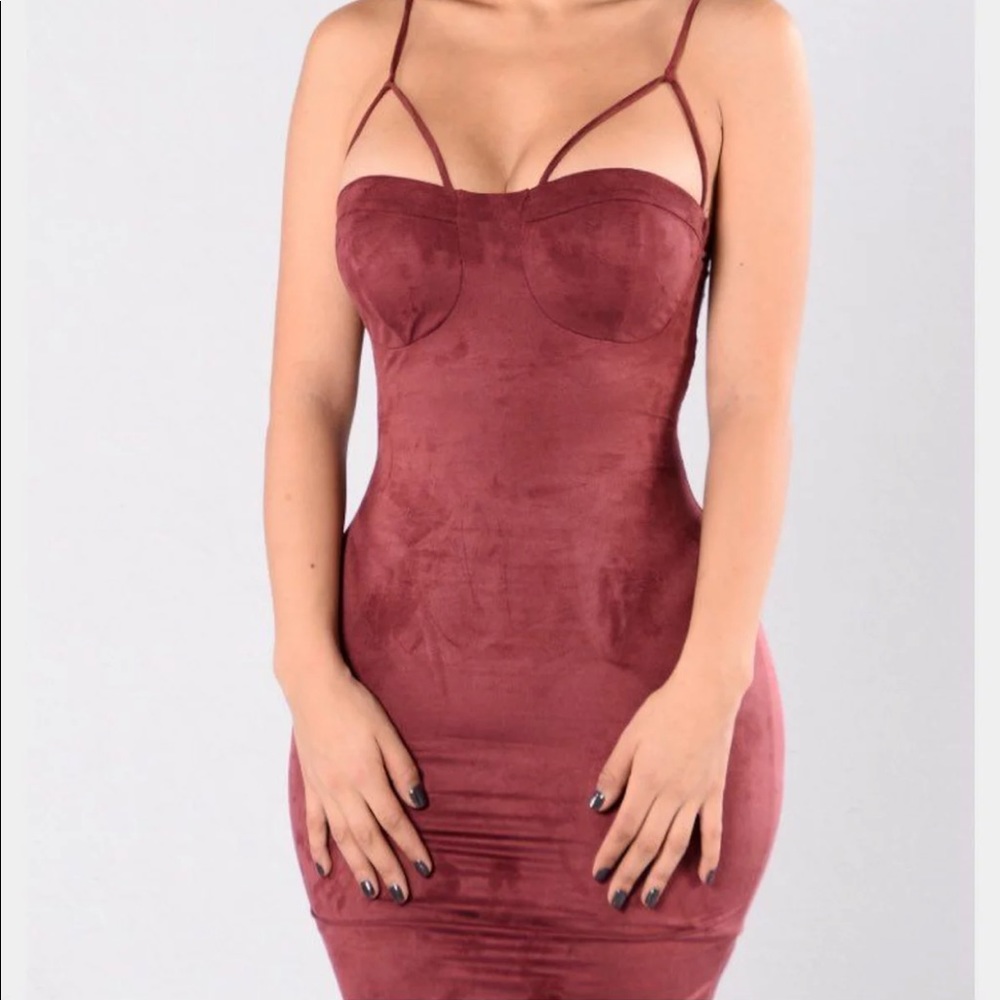 Fashion Nova Burgundy Suede dress